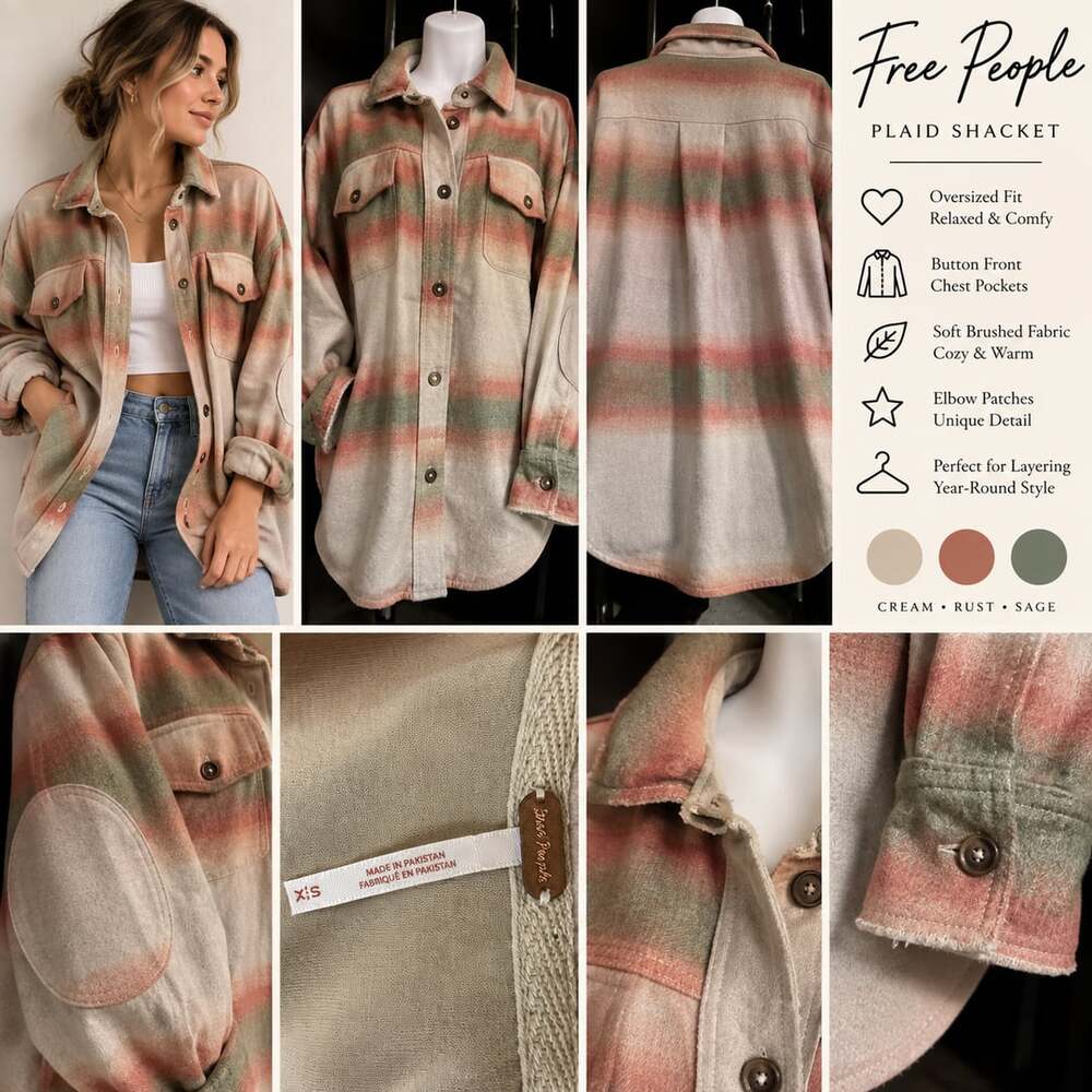 Free People Ruby Jacket Shacket Size M Marzipan Combo Ombre